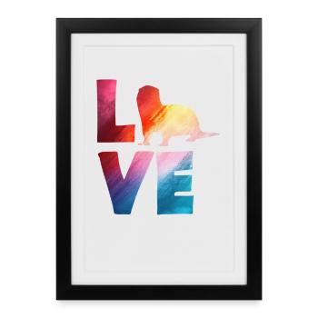 Sea Otter Cartoon Colorful Love - Framed poster (27 × 37 cm) - black - Front