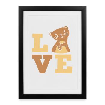 Sea Otter Cartoon Love - Framed poster (27 × 37 cm) - black - Front