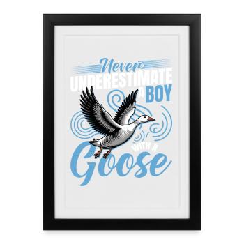 Drôle d’oiseau oie - Affiche encadrée (27 × 37 cm) - noir - Devant