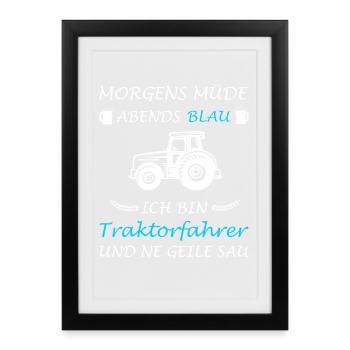 tracteur Conducteur de tracteur Conducteur de tracteur Agriculteur Trakt - Affiche encadrée (27 × 37 cm) - noir - Devant