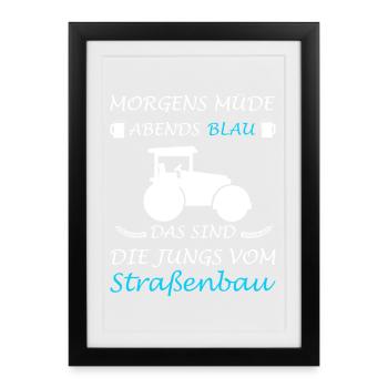 Road Construction Road Builder Construction Workers - Framed poster (27 × 37 cm) - black - Front