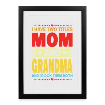 Maman et grand-mère drôle disant grand-mère fête des mères - Affiche encadrée (27 × 37 cm) - noir - Devant