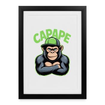 CAPAPE Cool Monkey with Cap Urban Style - Framed poster (27 × 37 cm) - black - Front