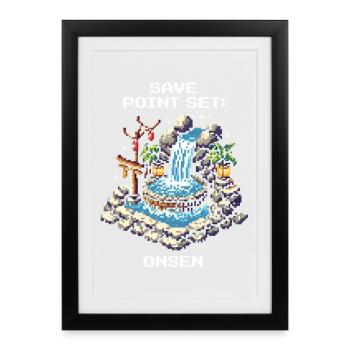 Save Point Set: Onsen | Japan trip - Framed poster (27 × 37 cm) - black - Front