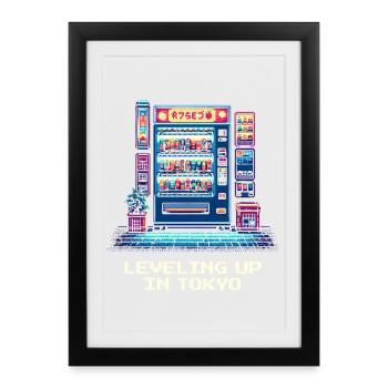 Passez au niveau supérieur à Tokyo | Voyage Japon Otaku - Affiche encadrée (27 × 37 cm) - noir - Devant