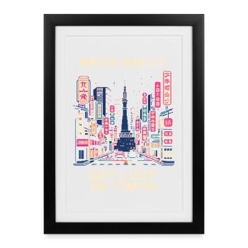 Quête principale : Se perdre à Tokyo | City trip Japon - Affiche encadrée (27 × 37 cm) - noir - Devant