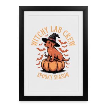 Witchy Lab Pumpkin Spooky Season Foxred Labrador - Framed poster (27 × 37 cm) - black - Front
