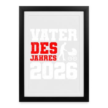 Paternité PÈRE DE L’ANNÉE 2026 DRÔLE - Affiche encadrée (27 × 37 cm) - noir - Devant