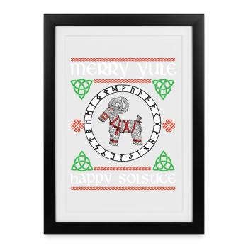Yuletide Season Merry Yule Happy Solstice - Framed poster (27 × 37 cm) - black - Front