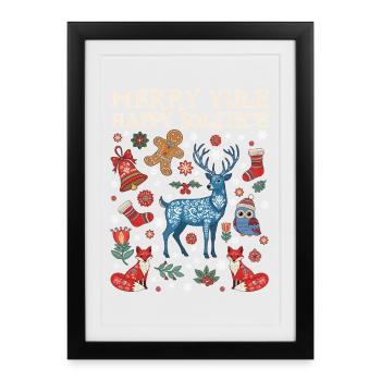 Merry Yule Happy Solstice Merry Christmas - Framed poster (27 × 37 cm) - black - Front