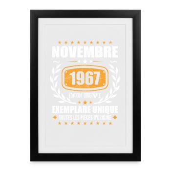 Novembre 1967 Édition Originale Vintage Novembre - Affiche encadrée (27 × 37 cm) - noir - Devant