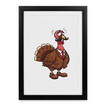 Elegant Suit Turkey Cartoon - Framed poster (27 × 37 cm) - black - Front