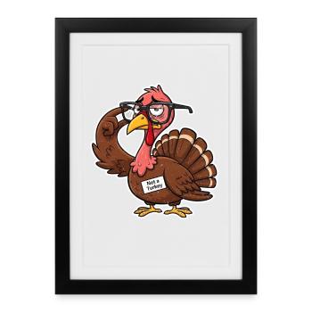 Lunettes portant la dinde disant Thanksgiving - Affiche encadrée (27 × 37 cm) - noir - Devant