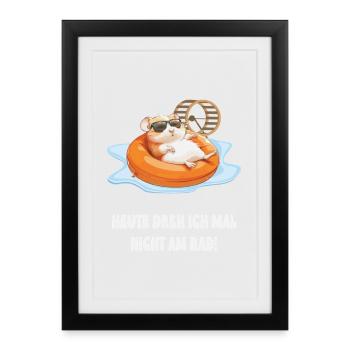 Hamster im Pool Chill - Gerahmtes Poster (27 × 37 cm) - Schwarz - Vorne