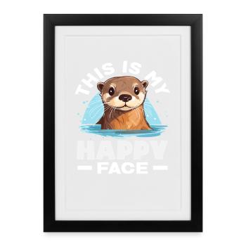Sea Otter Cartoon Lucky Face - Framed poster (27 × 37 cm) - black - Front