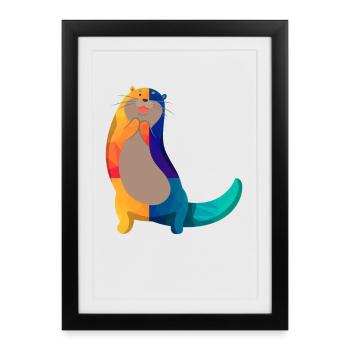 Dessin animé de loutre de mer - Affiche encadrée (27 × 37 cm) - noir - Devant