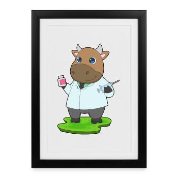 Cow Doctor Medicine - Framed poster (27 × 37 cm) - black - Front