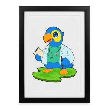 Parrot Doctor Stethoscope - Framed poster (27 × 37 cm) - black - Front