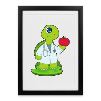 Stéthoscope Turtle Doctor - Affiche encadrée (27 × 37 cm) - noir - Devant