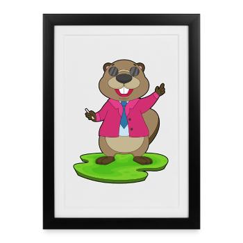 Beaver Teacher Chalk School - Affiche encadrée (27 × 37 cm) - noir - Devant