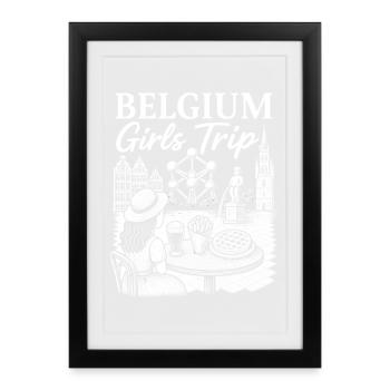 Belgique fille strip illustration - Affiche encadrée (27 × 37 cm) - noir - Devant