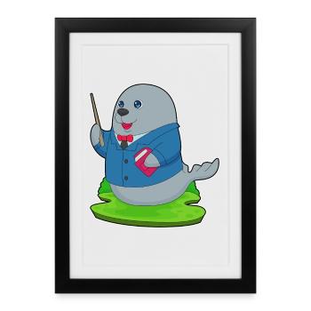 École de lecture Seal Teacher - Affiche encadrée (27 × 37 cm) - noir - Devant