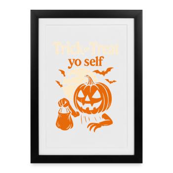 Trick Or Treat Yo Self Halloween Drôle Costume - Affiche encadrée (27 × 37 cm) - noir - Devant