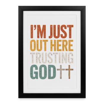 J’ai confiance en Dieu ici - Affiche encadrée (27 × 37 cm) - noir - Devant