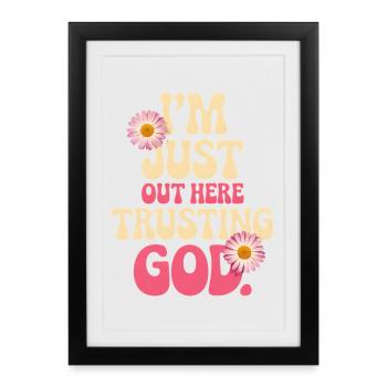 Je fais confiance à Dieu ici - Affiche encadrée (27 × 37 cm) - noir - Devant