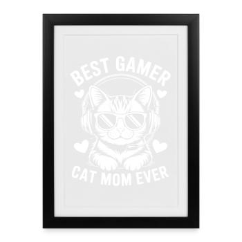 Jeu Dire Chats Drôle Cadeau de Jeu - Affiche encadrée (27 × 37 cm) - noir - Devant