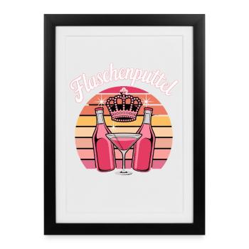  Flaschenputtel Party Queen Sekt Prosecco Cocktail - Gerahmtes Poster (27 × 37 cm) - Schwarz - Vorne