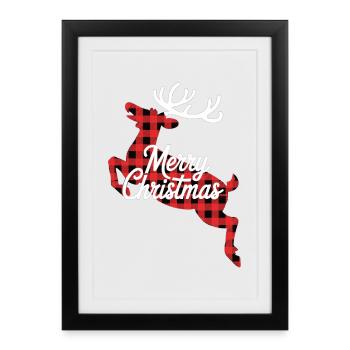 Chemise de Noël look bûcheron avec motif renne - Affiche encadrée (27 × 37 cm) - noir - Devant