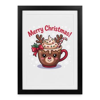 Mug renne Joyeux Noël pour les fans de cacao ! - Affiche encadrée (27 × 37 cm) - noir - Devant