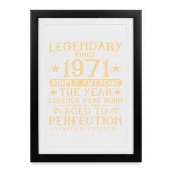 55ème Anniversaire Vintage Vintage 1971 Cadeau - Affiche encadrée (27 × 37 cm) - noir - Devant