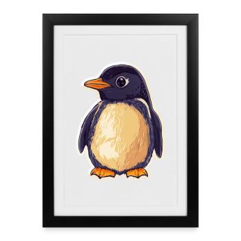 Pinguin - Gerahmtes Poster (27 × 37 cm) - Schwarz - Vorne