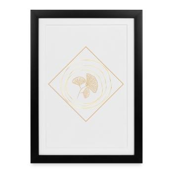 Harmonie Ginkgo Doré - Affiche encadrée (27 × 37 cm) - noir - Devant
