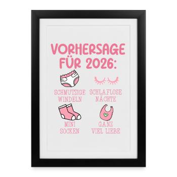 Femme enceinte 2026 PRÉDICTION Drôle - Affiche encadrée (27 × 37 cm) - noir - Devant