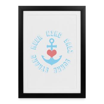 Mer, vent et soleil – Ancre maritime Cœur - Affiche encadrée (27 × 37 cm) - noir - Devant