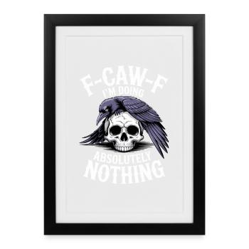 F-GAW-F Absolument rien Crâne Corbeau - Affiche encadrée (27 × 37 cm) - noir - Devant