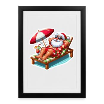 Santa Beach Vacation Summer Sea Island Vacation - Framed poster (27 × 37 cm) - black - Front