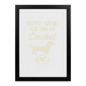 Véritable loyauté teckel motif coeur chien - Affiche encadrée (27 × 37 cm) - noir - Devant