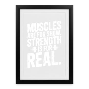 La vraie force au-delà de la musculation de la musculation - Affiche encadrée (27 × 37 cm) - noir - Devant