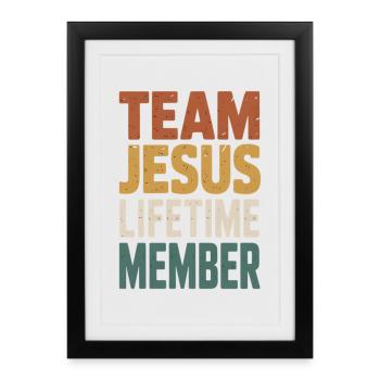Membre à vie de l’Équipe Jésus - Affiche encadrée (27 × 37 cm) - noir - Devant