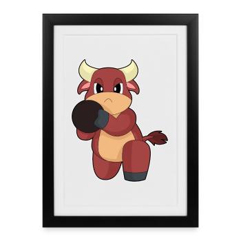 Bull Bowling Boule de bowling - Affiche encadrée (27 × 37 cm) - noir - Devant