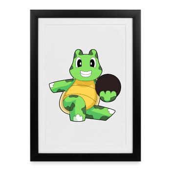 Tortue Bowling Boule de bowling - Affiche encadrée (27 × 37 cm) - noir - Devant