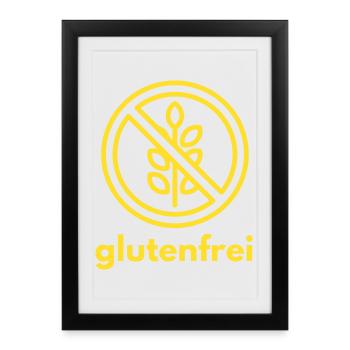 Glutenfrei Symbol in Gelb - Gerahmtes Poster (27 × 37 cm) - Schwarz - Vorne