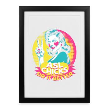 Interprète en langue des signes ASL Poussins ASL - Affiche encadrée (27 × 37 cm) - noir - Devant