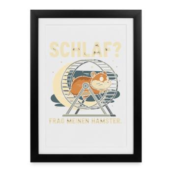 Dormir ? Demande à mon hamster - Affiche encadrée (27 × 37 cm) - noir - Devant