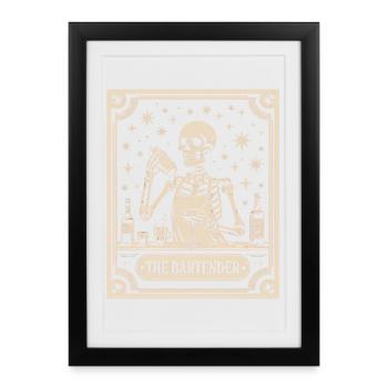 Barman Barman Le Barman Tarot Cocktail - Affiche encadrée (27 × 37 cm) - noir - Devant