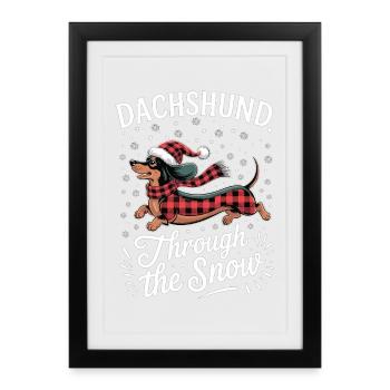 Noël avec chemise teckel - Affiche encadrée (27 × 37 cm) - noir - Devant